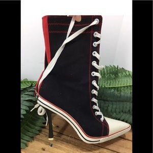 Sneaker bootie stiletto canvas converse style shoe